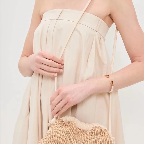 Mansur Gavriel Woven Straw Crossbody with Cream Trim - Picture 7 of 7